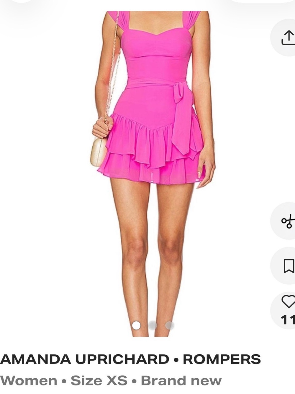Amanda Uprichard Hot Pink Ruffled Mini romper